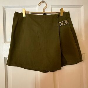 Olive Green Skort with Silver Buckle